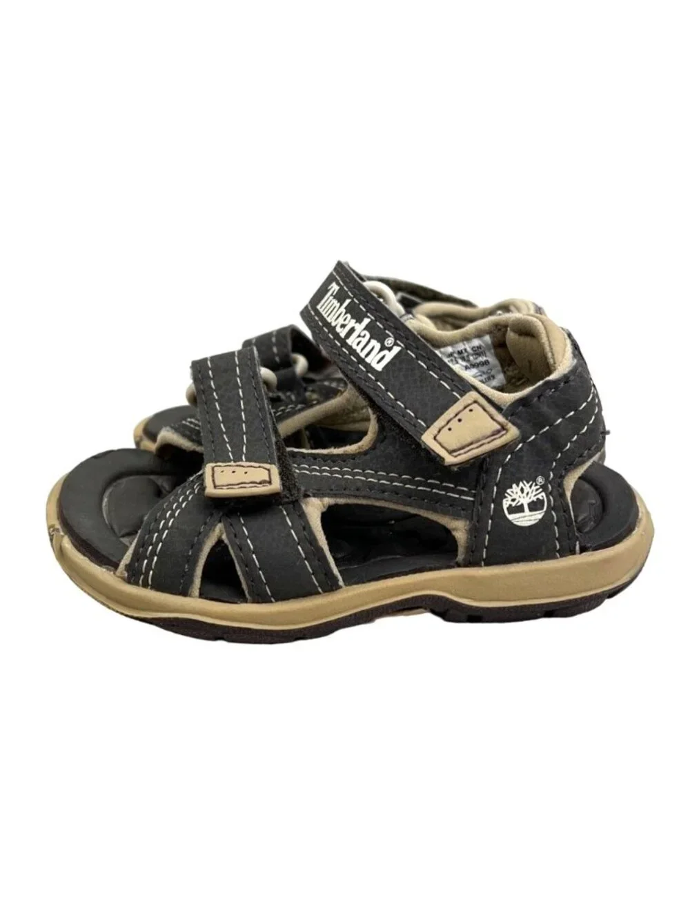 Timberland Toddler Black & Tan Sandals Size 5 Mad River 2-strap VGUC